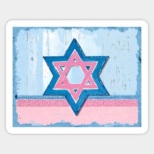 Blue & Pink Shabby Chic Star of David Painting Sticker